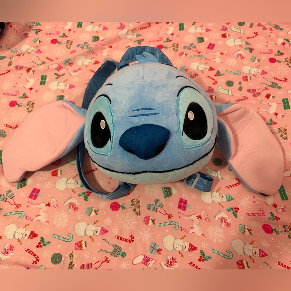 Blue and Pink Stitch Plush Backpack